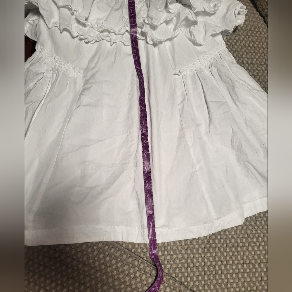 Free People  White Ruffle Mini Dress S - Picture 7 of 14
